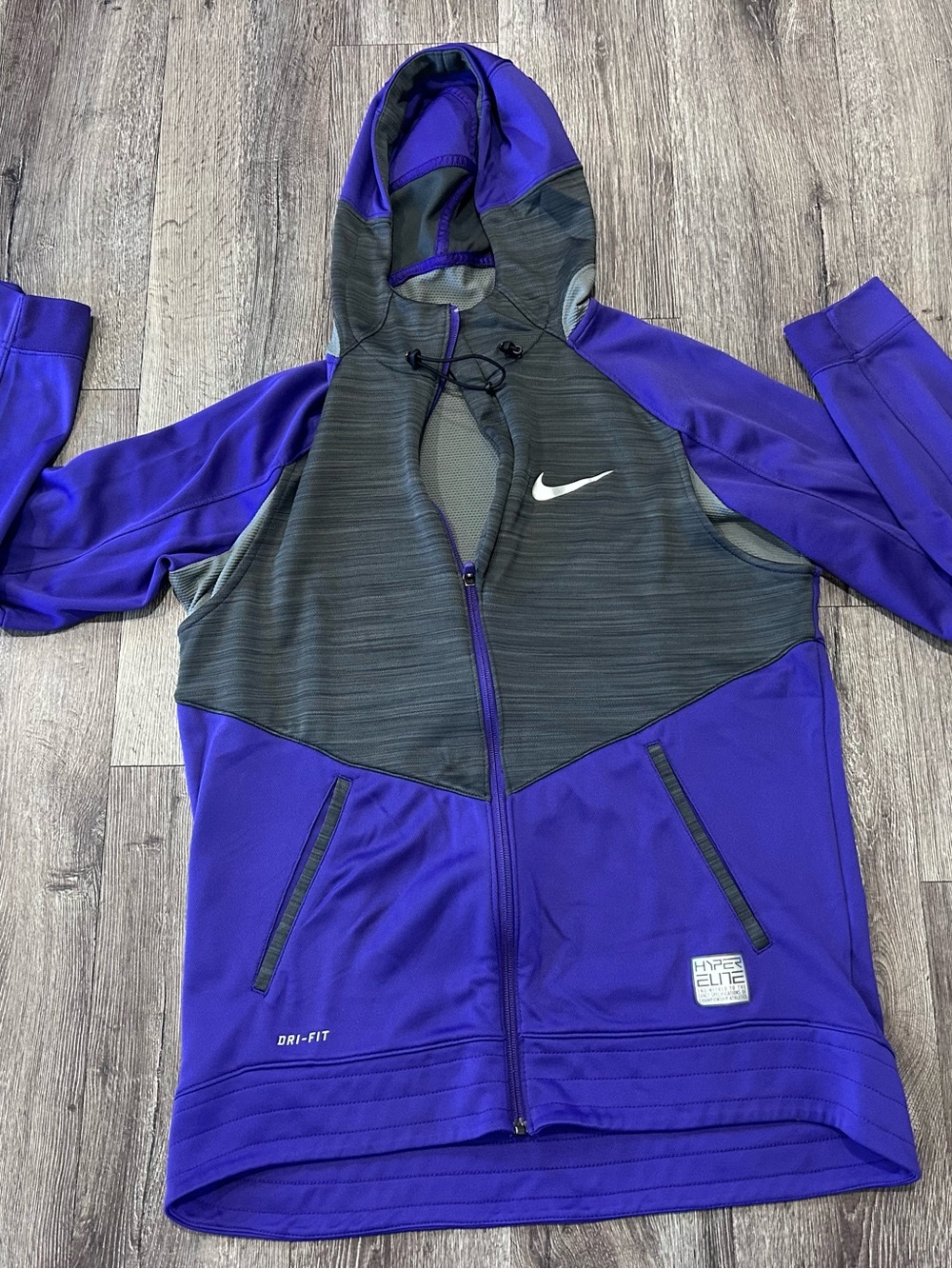 Nike Men’s Purple & Gray Full-Zip Dri-FIT Performance Hoodie
